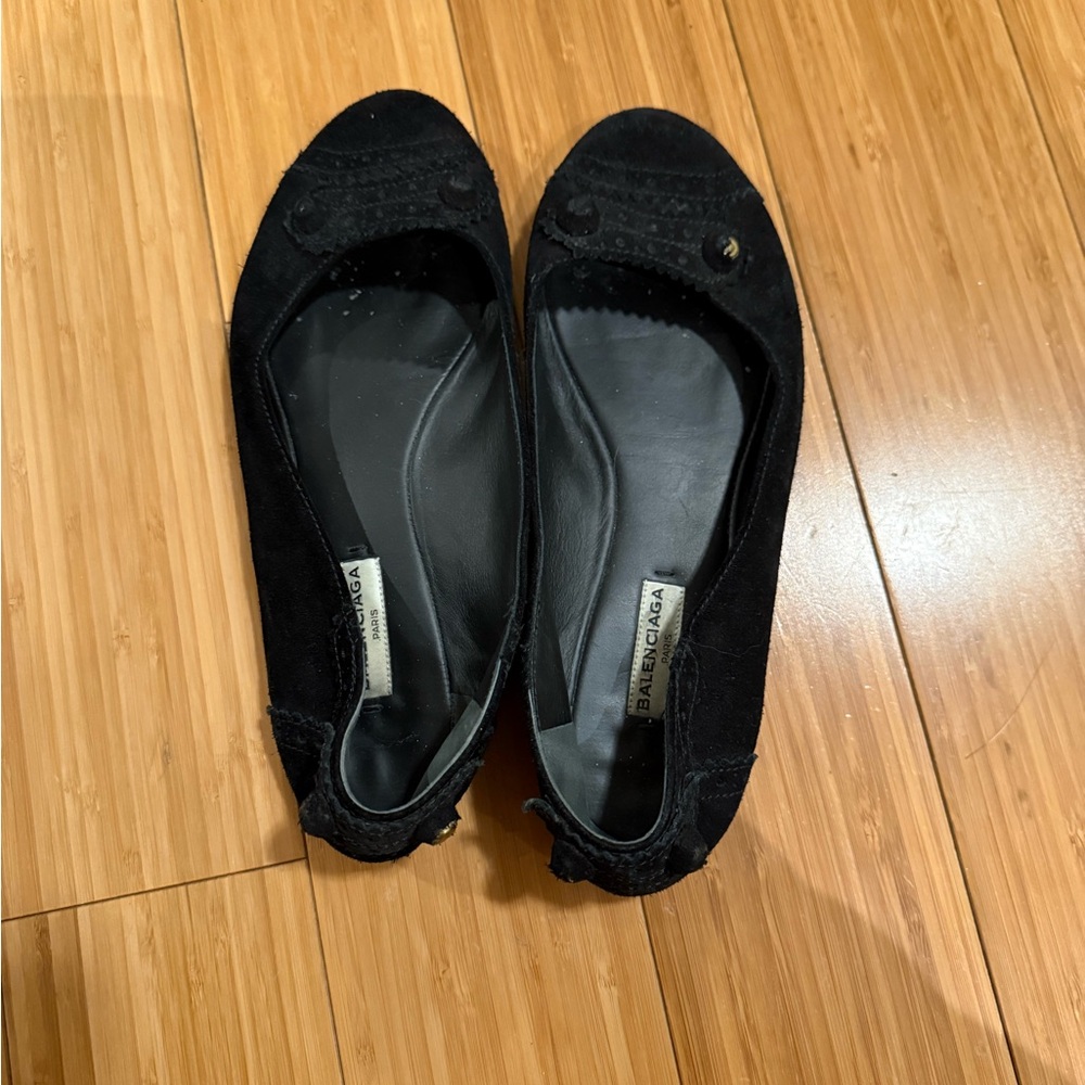 Balenciaga Women's Suede Black Flats